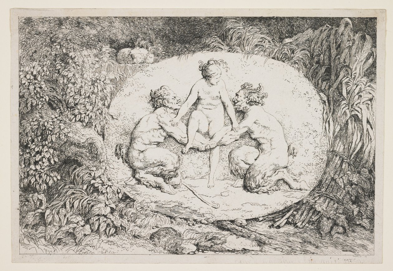 Egy nimfa leszáll két szatír karjára, 1763 alkotó: Jean Honore Fragonard