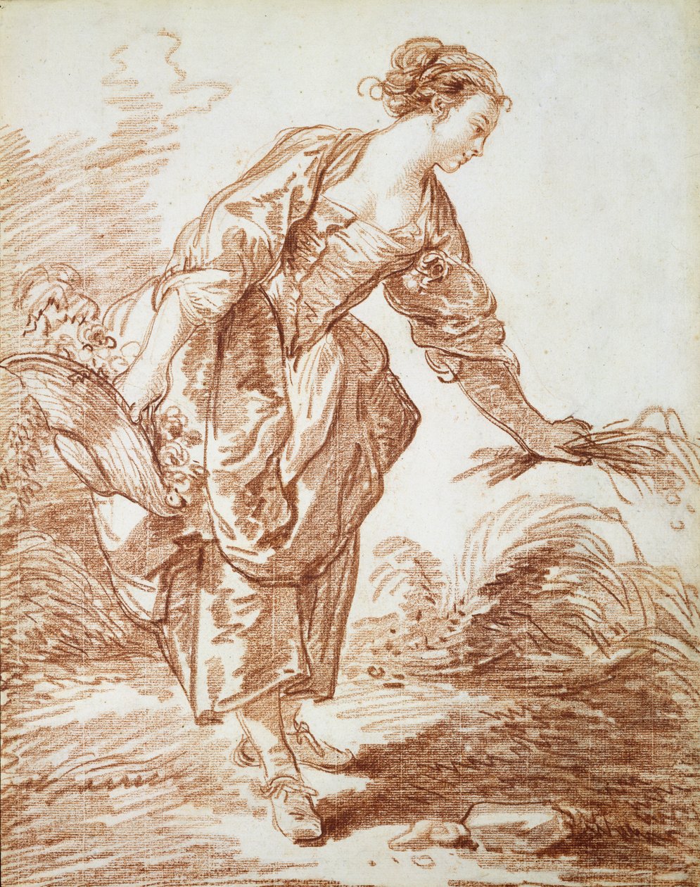 La Jardiniere (vörös kréta, papír) alkotó: Jean Honore Fragonard