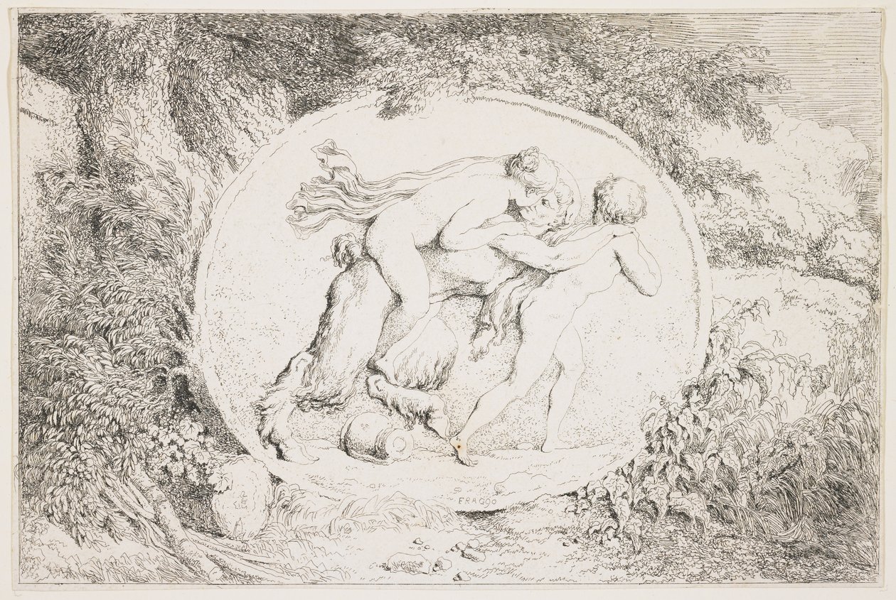 Astride nimfa a szatír, 1763 alkotó: Jean Honore Fragonard