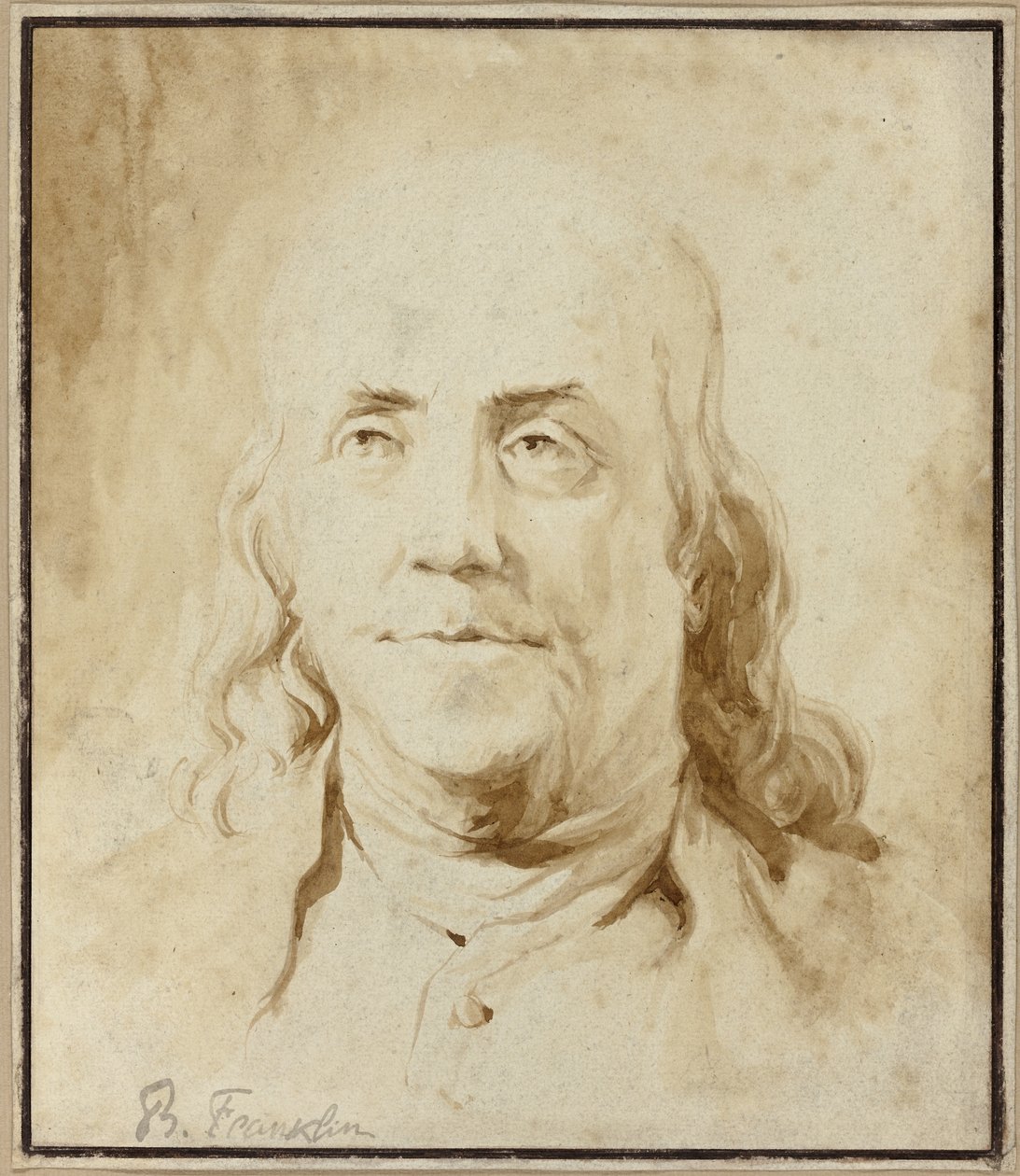 Benjamin Franklin, 1778 körül (ecset és barna tinta) alkotó: Jean Honore Fragonard