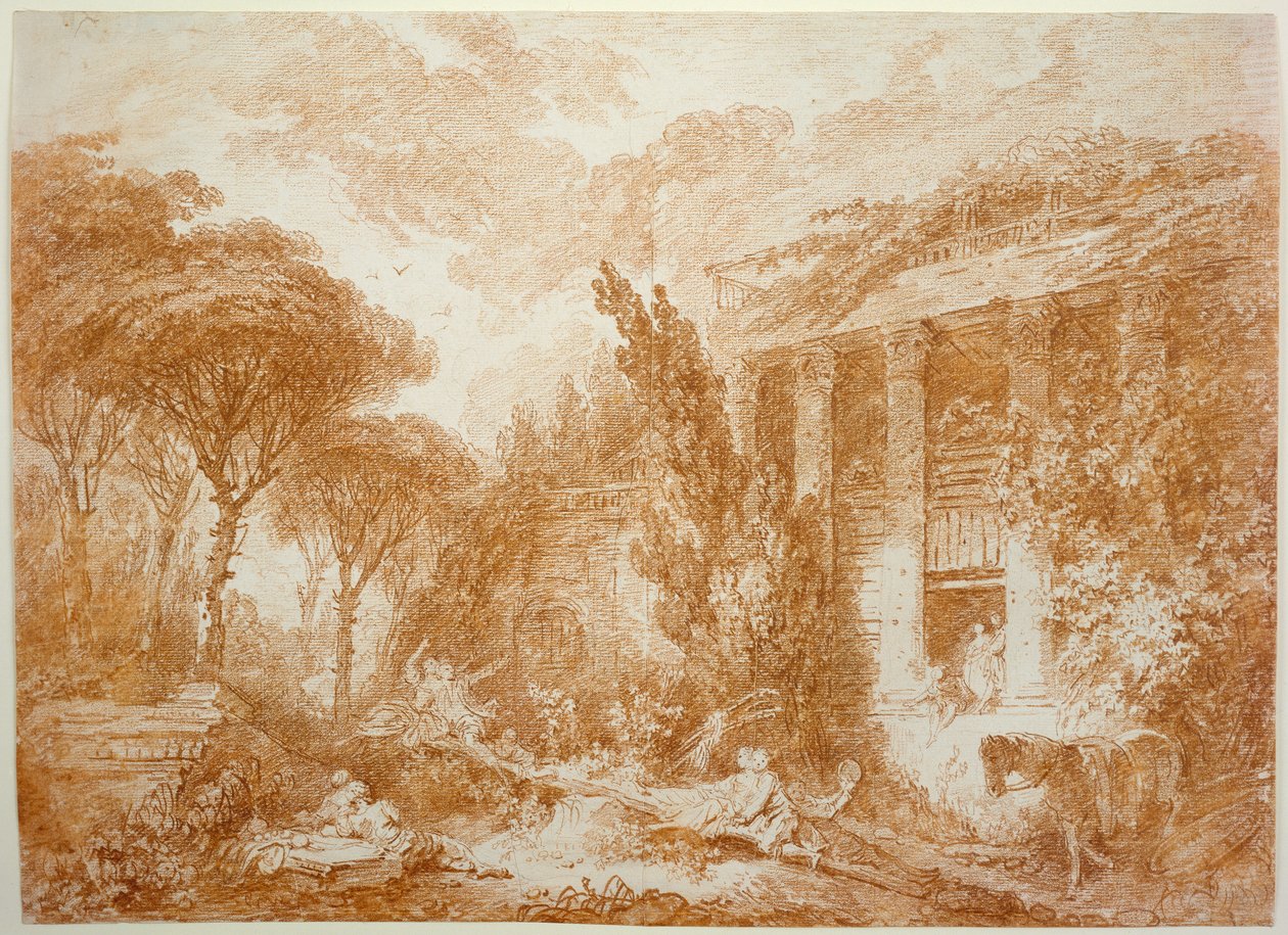 Parklandschaft des Schlosses Marburg alkotó: Jean-Honore Fragonard