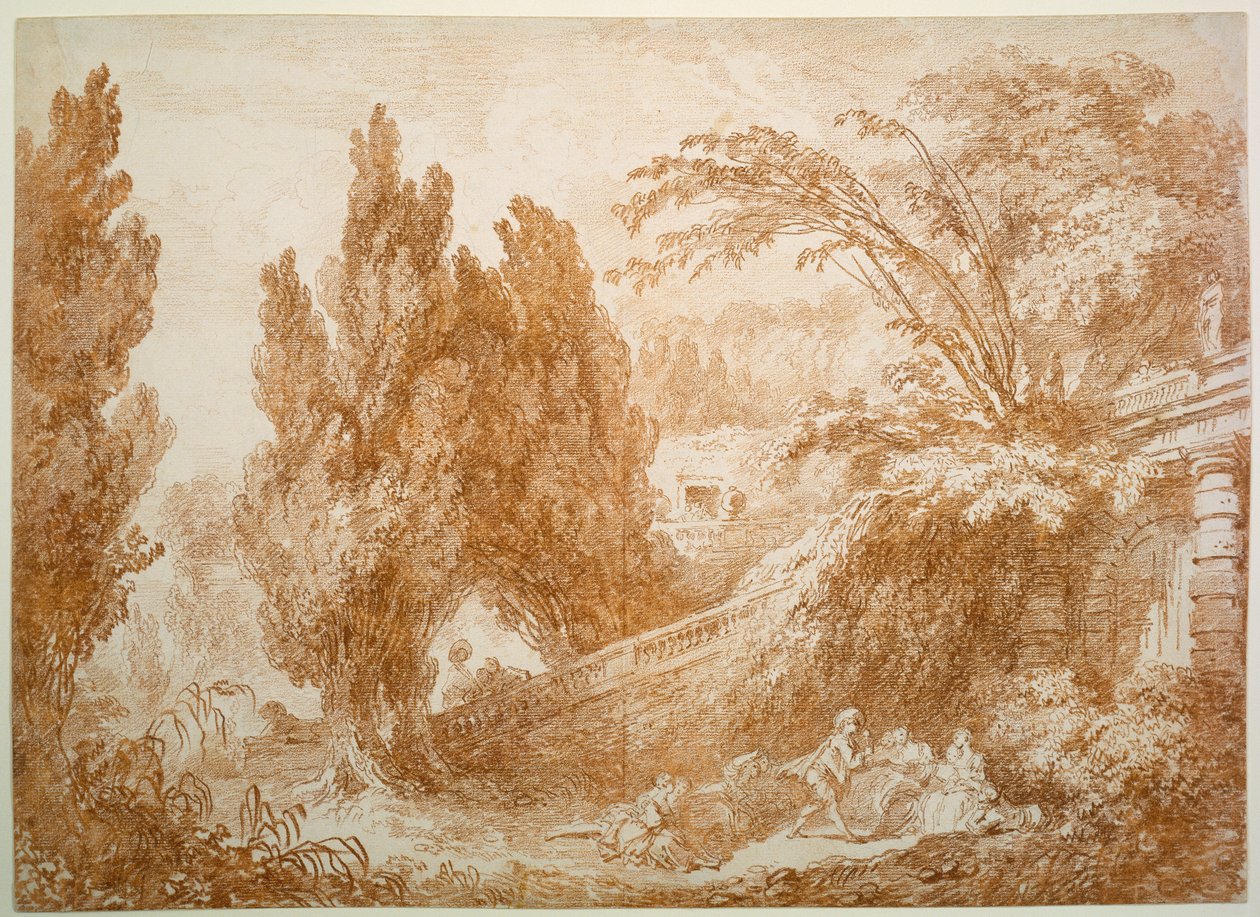 Parklandschaft mit fröhlicher Gesellschaft alkotó: Jean-Honore Fragonard