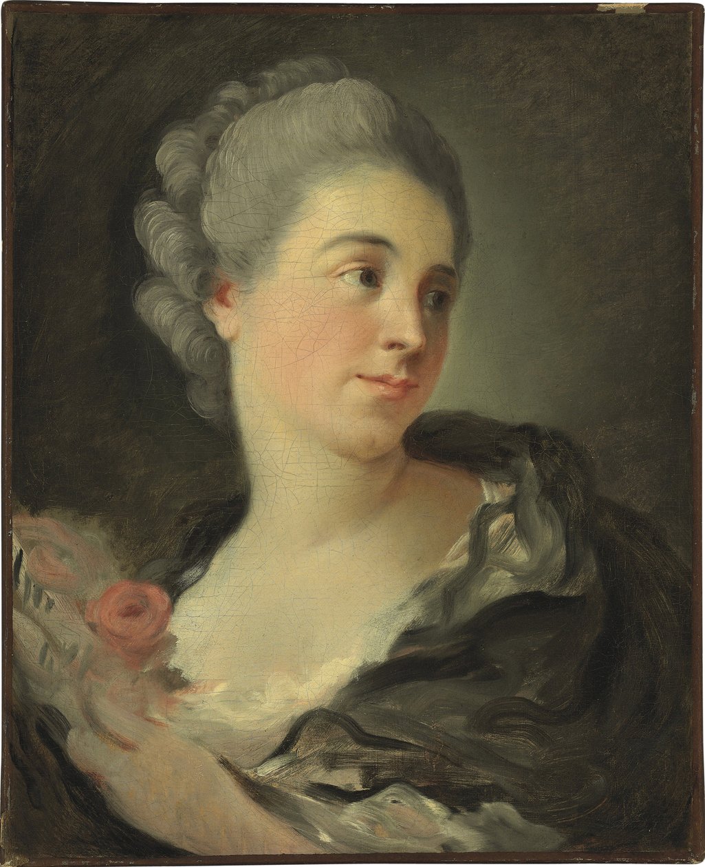 Marie Therese Colombe portréja - Jean Honore Fragonard (1732-1806) festménye, olaj, vászon, 49x40 cm - (Marie-Therese Colombe portréja, Jean-Honore Fragonard olaj, vászon) - Magángyűjtemény alkotó: Jean Honore Fragonard