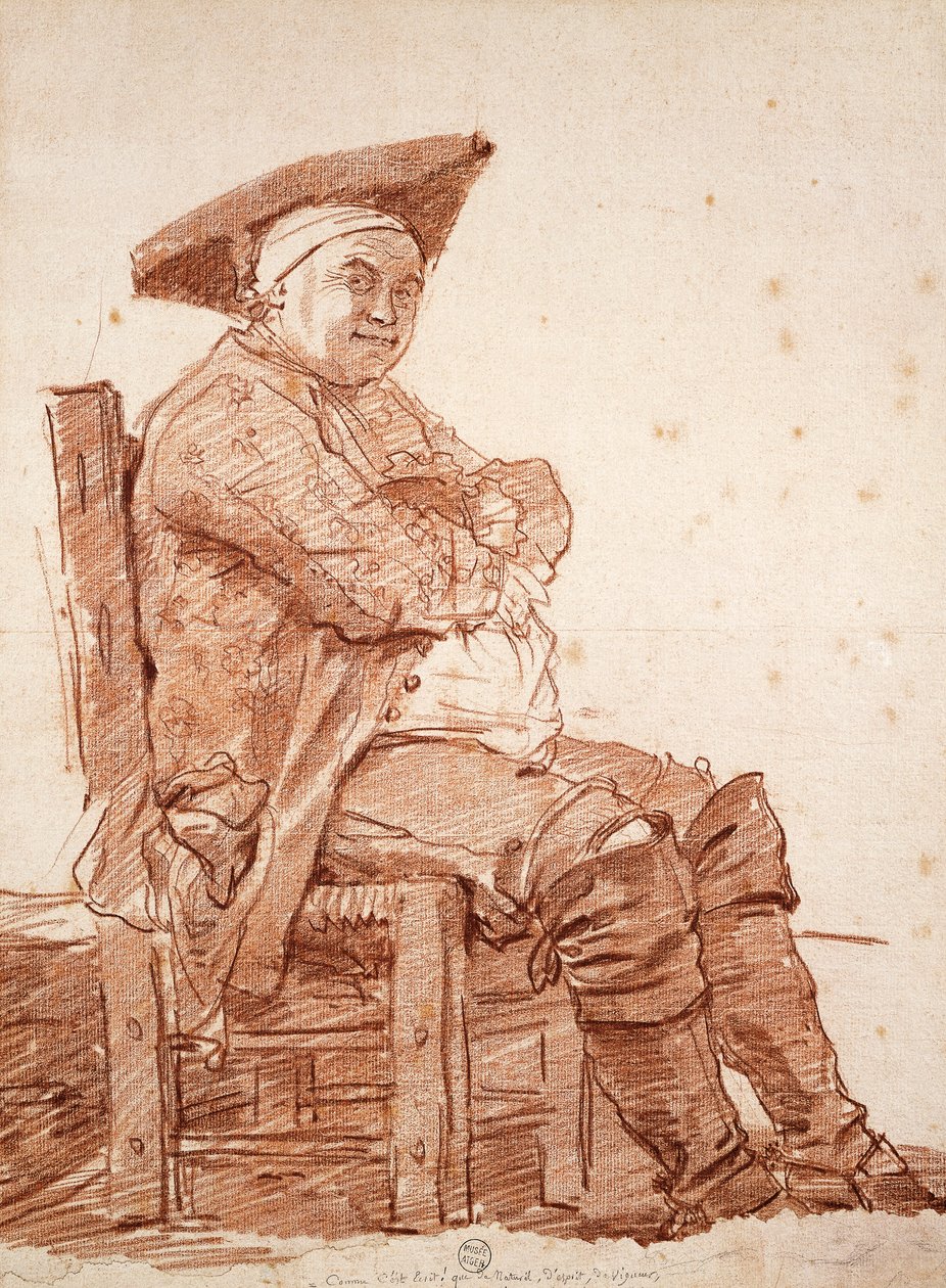 Jean Honore Fragonard (1732-1806) ülő férfi portréja, Postiglione néven ismert, szangvinikus rajz alkotó: Jean Honore Fragonard