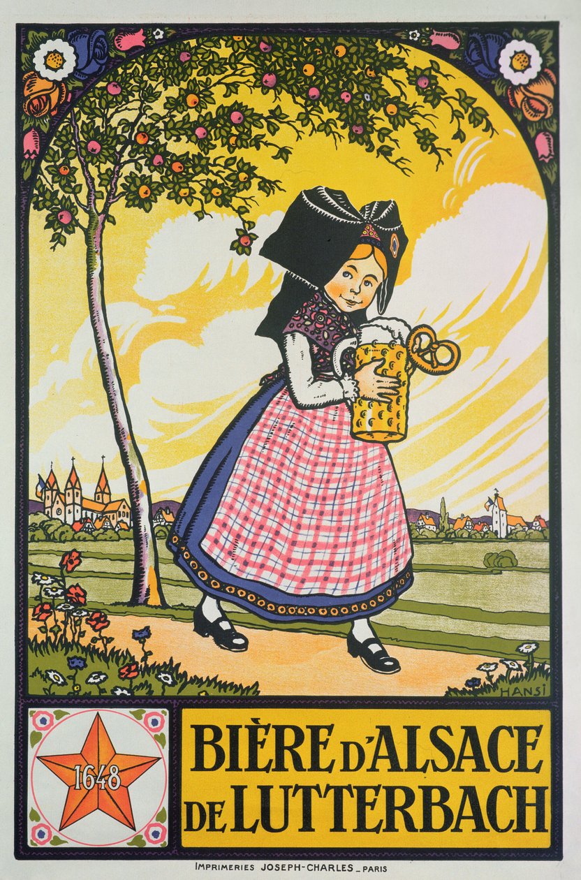 Sört reklámozó plakát Lutterbachból, Elzászból (színes litó) alkotó: Jean Jacques Waltz