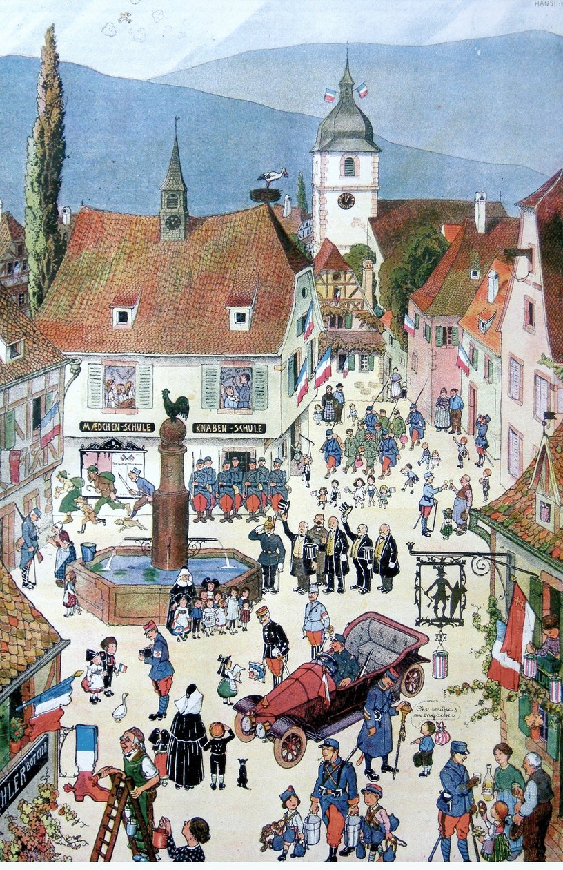 A franciák Elzászt szállítanak (színes litho) alkotó: Jean Jacques Waltz