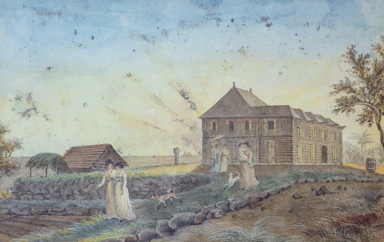Családi indulás sétálni, Ile de la Reunion, 1813 körül alkotó: Jean Joseph Patu de Rosemont