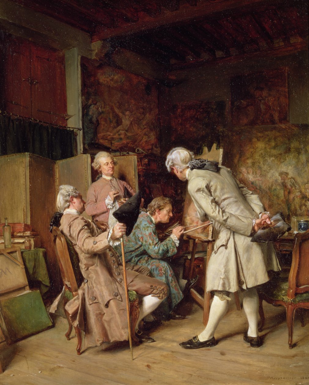 A művészet szerelmesei vagy a festő, 1860 (panel) alkotó: Jean Louis Ernest Meissonier