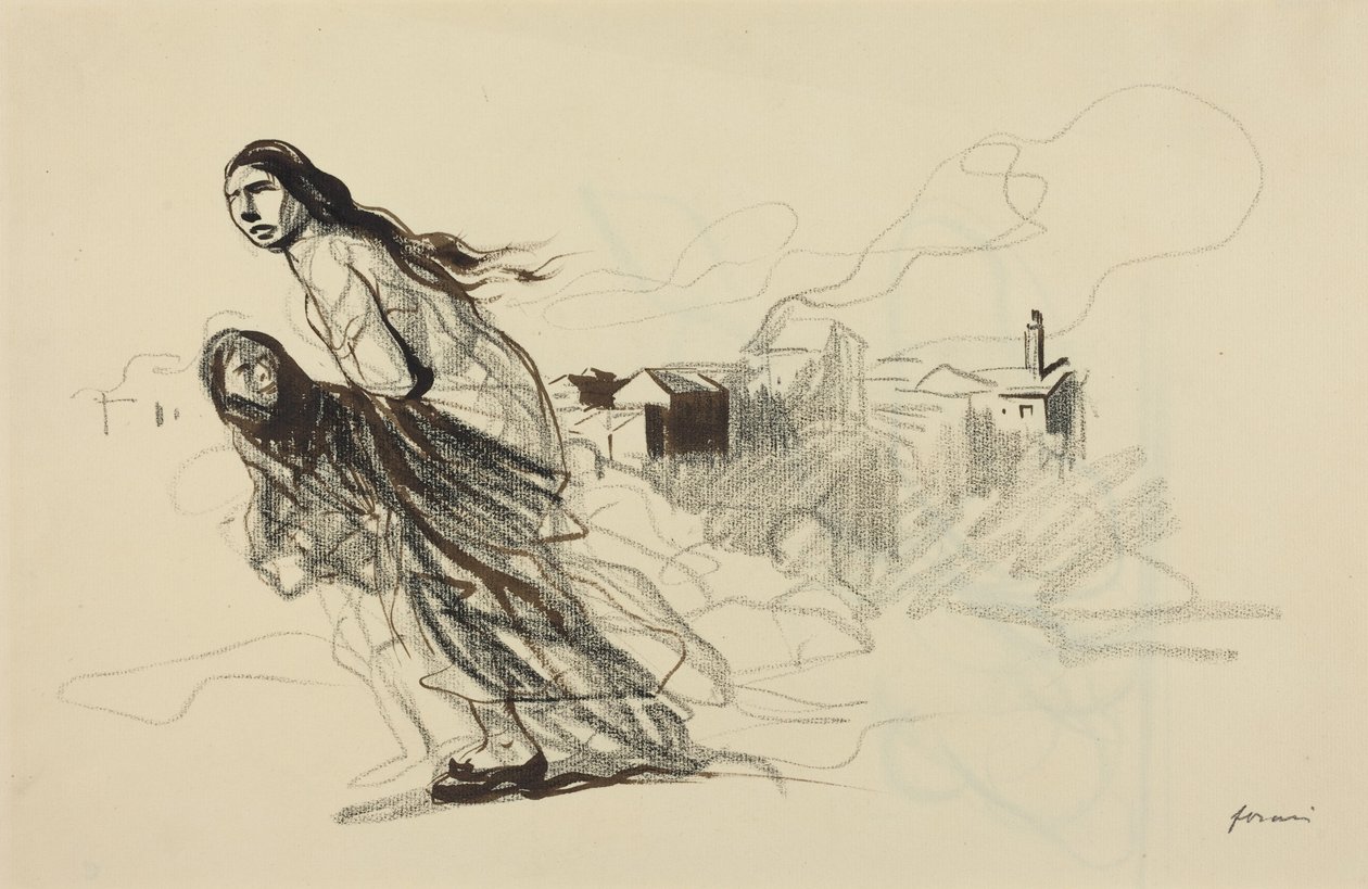 Douai után, valószínűleg 1918 (tusrajz) alkotó: Jean-Louis & Caran D