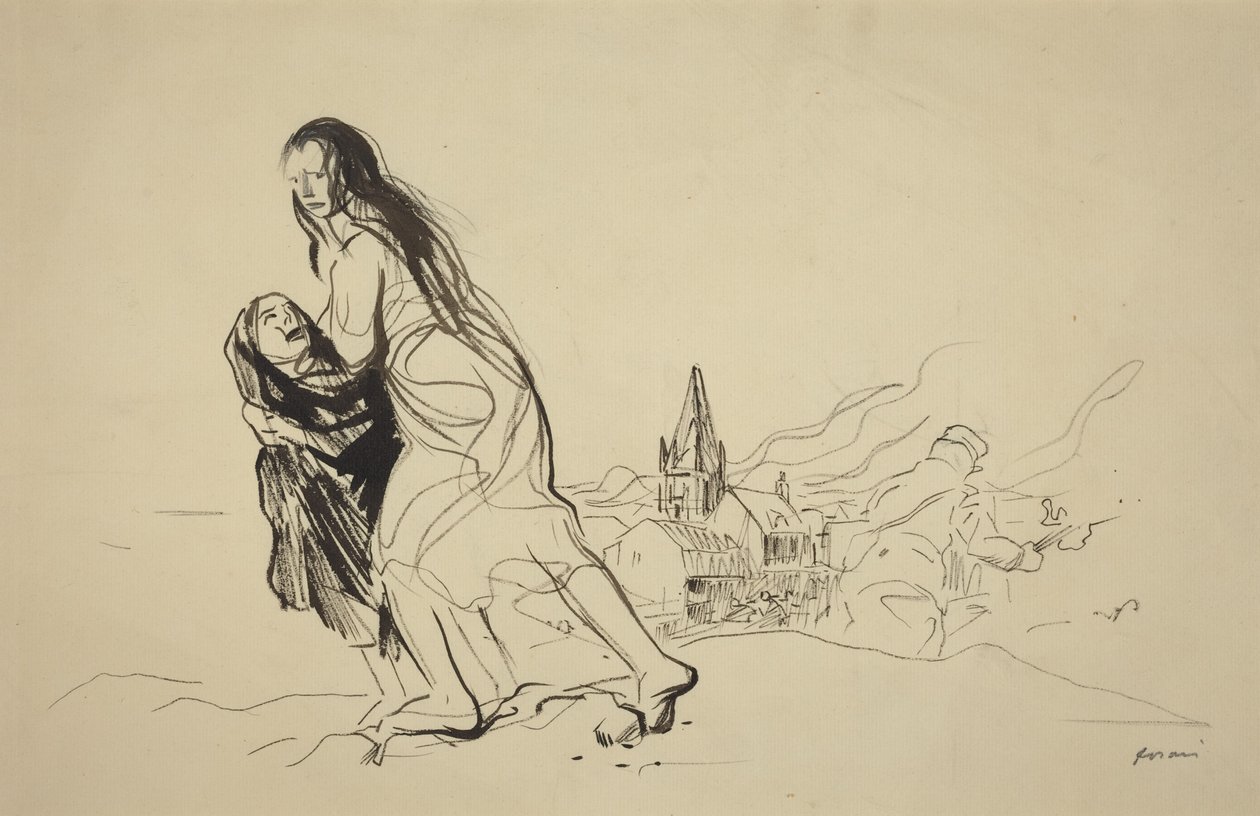 Douai után, valószínűleg 1918 (tus, papír) alkotó: Jean-Louis & Caran D