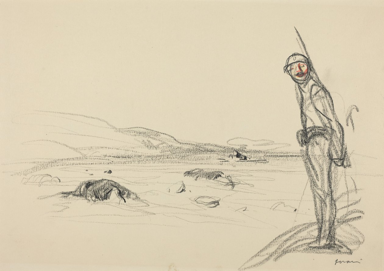 A Marne mentén, valószínűleg 1918 (zsírkréta, papír) alkotó: Jean-Louis & Caran D