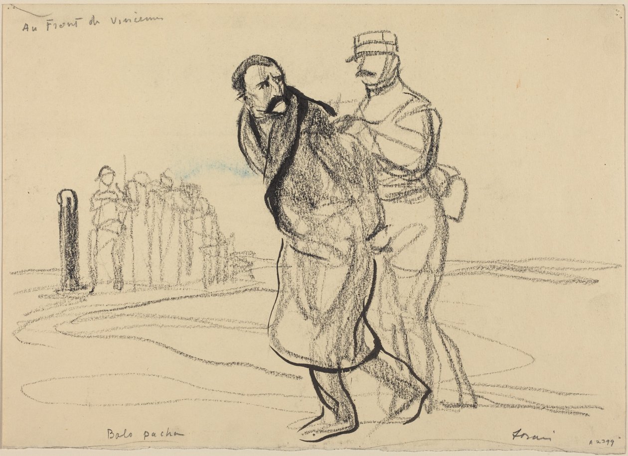 A Vincennes-i fronton. Bolo pacha, 1914-1919 körül (szén, papír) alkotó: Jean-Louis & Caran D