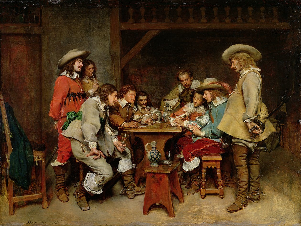 Ártatlanok és kártyahegyezők: A Game of Piquet alkotó: Jean Louis Ernest (after) Meissonier