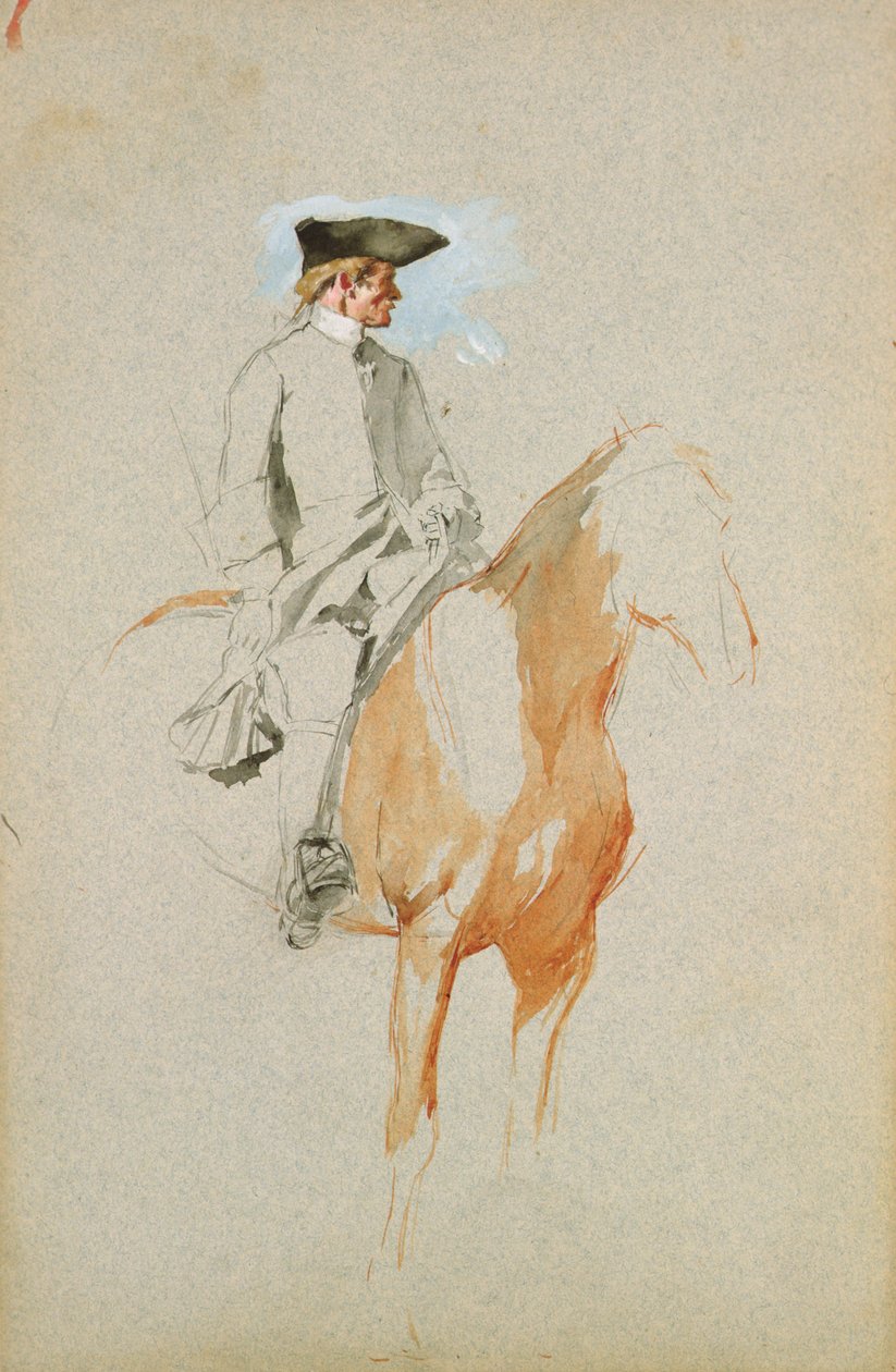 Lovas Tricorn kalappal (akvarell, toll és tus) alkotó: Jean Louis Ernest Meissonier