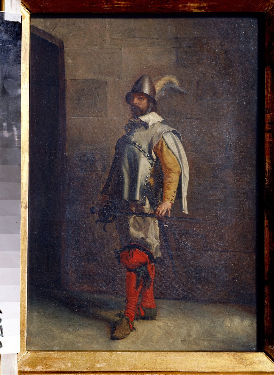 hugenotta (A hugenotta). Protestáns francia kálvinista a vallásháborúk idején. Ernest Jean Louis Meissonier (1815-1891) festménye. Olajfestmény. francia művészet. Állami Művészeti Múzeum, Tula (Tula Nemzeti Múzeum, Oroszország) alkotó: Jean Louis Ernest Meissonier