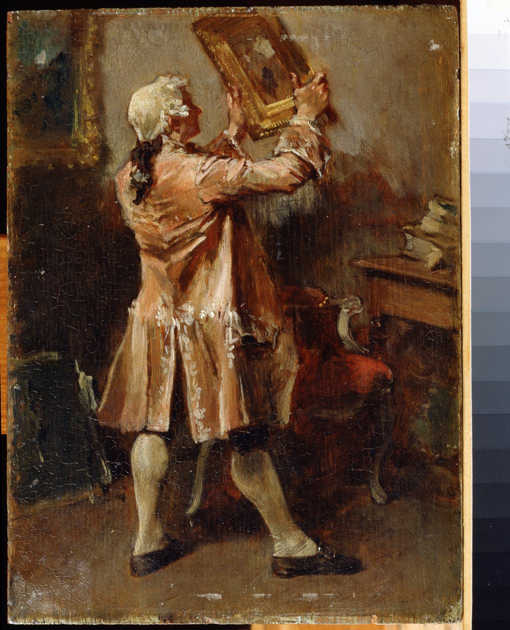 A festészet szerelmese. (A festészet szerelmese). Ernest Jean Louis Meissonier (1815-1891) festménye. Olaj, fa, francia művészet. Regionális Művészeti Múzeum, Csernigov alkotó: Jean Louis Ernest Meissonier