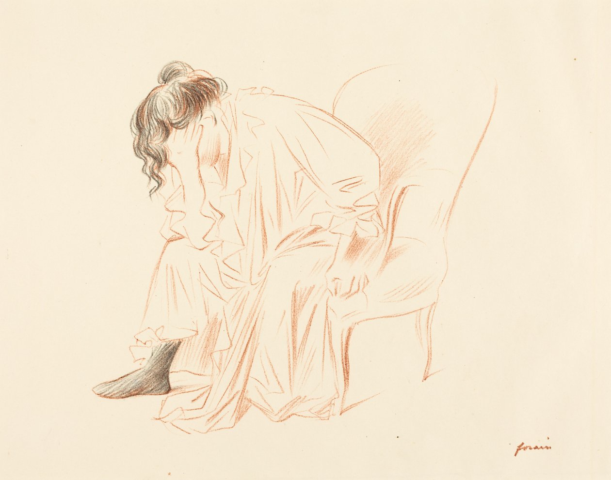 Ülő nő, fejét jobb kezére támasztva alkotó: Jean-Louis Forain