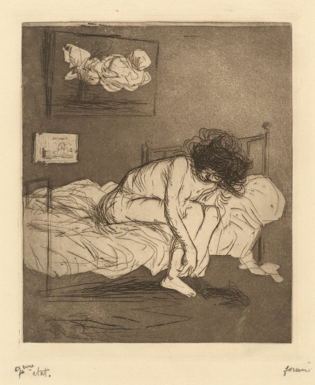 Nő, aki harisnyát húz (Woman Putting On Her Stockings) alkotó: Jean-Louis Forain