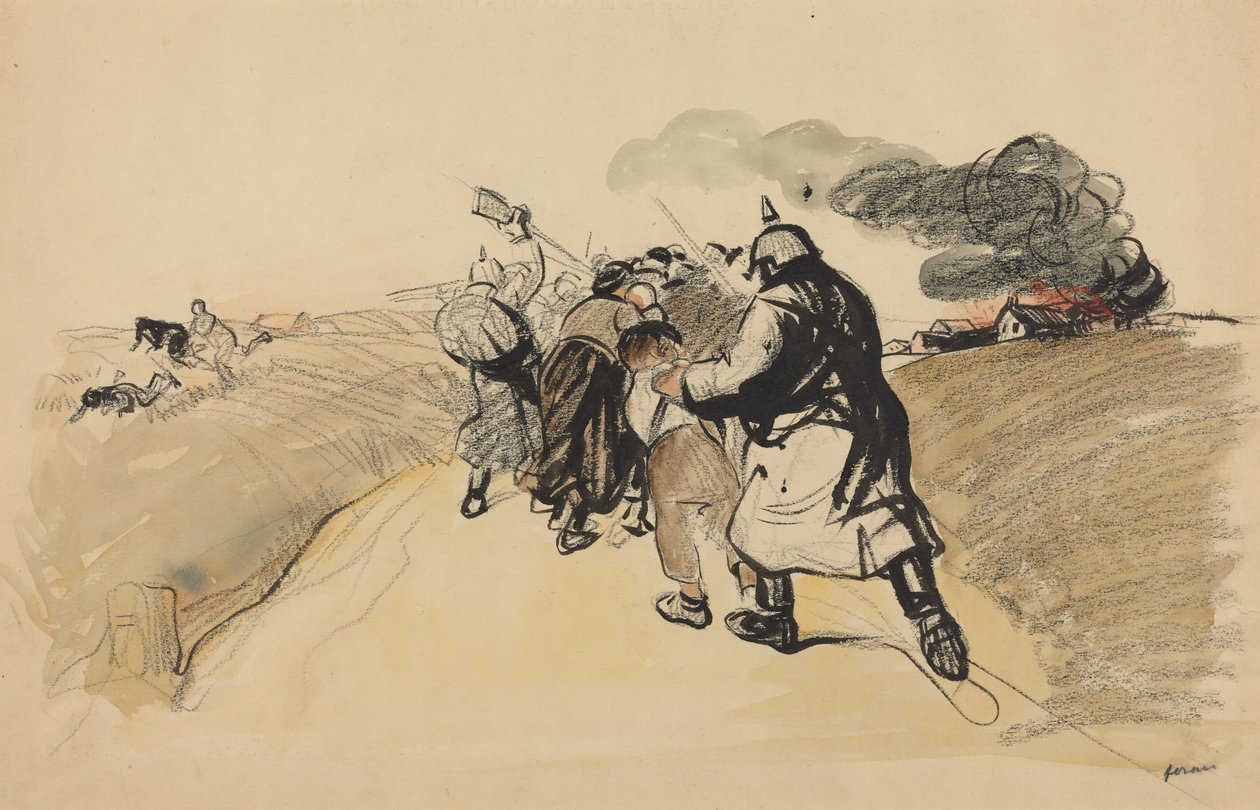 Német rajtaütés egy faluban alkotó: Jean-Louis Forain