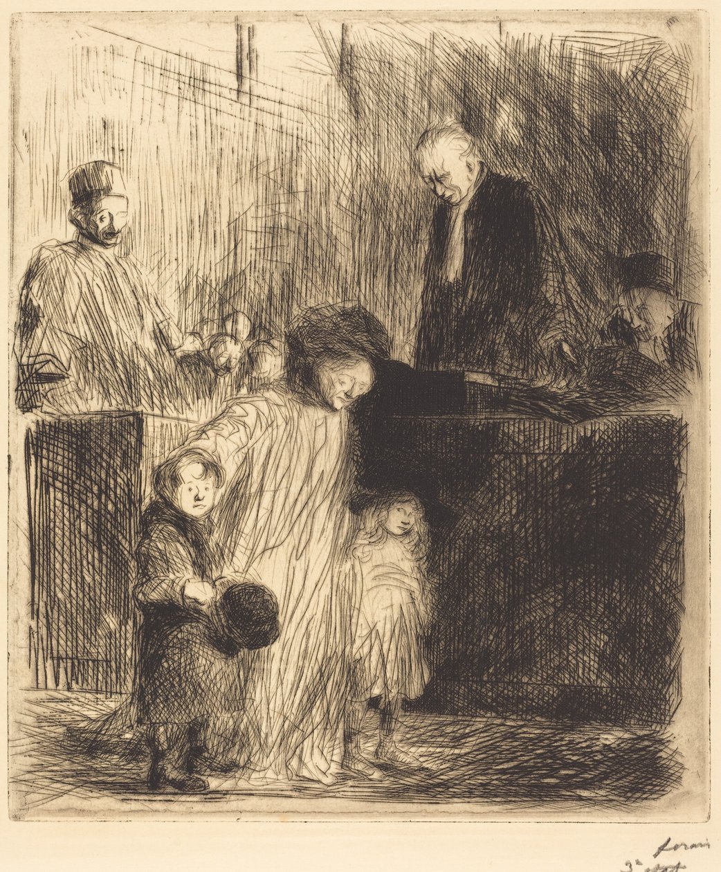 Távozás a meghallgatásról (első tábla) alkotó: Jean-Louis Forain