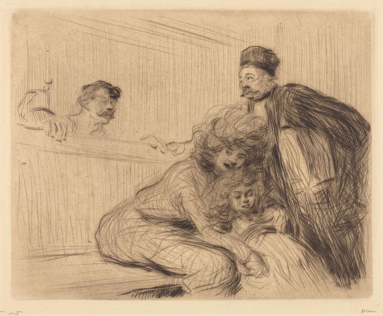 Az ügyvéd a vádlottal beszél (1. tábla) alkotó: Jean-Louis Forain