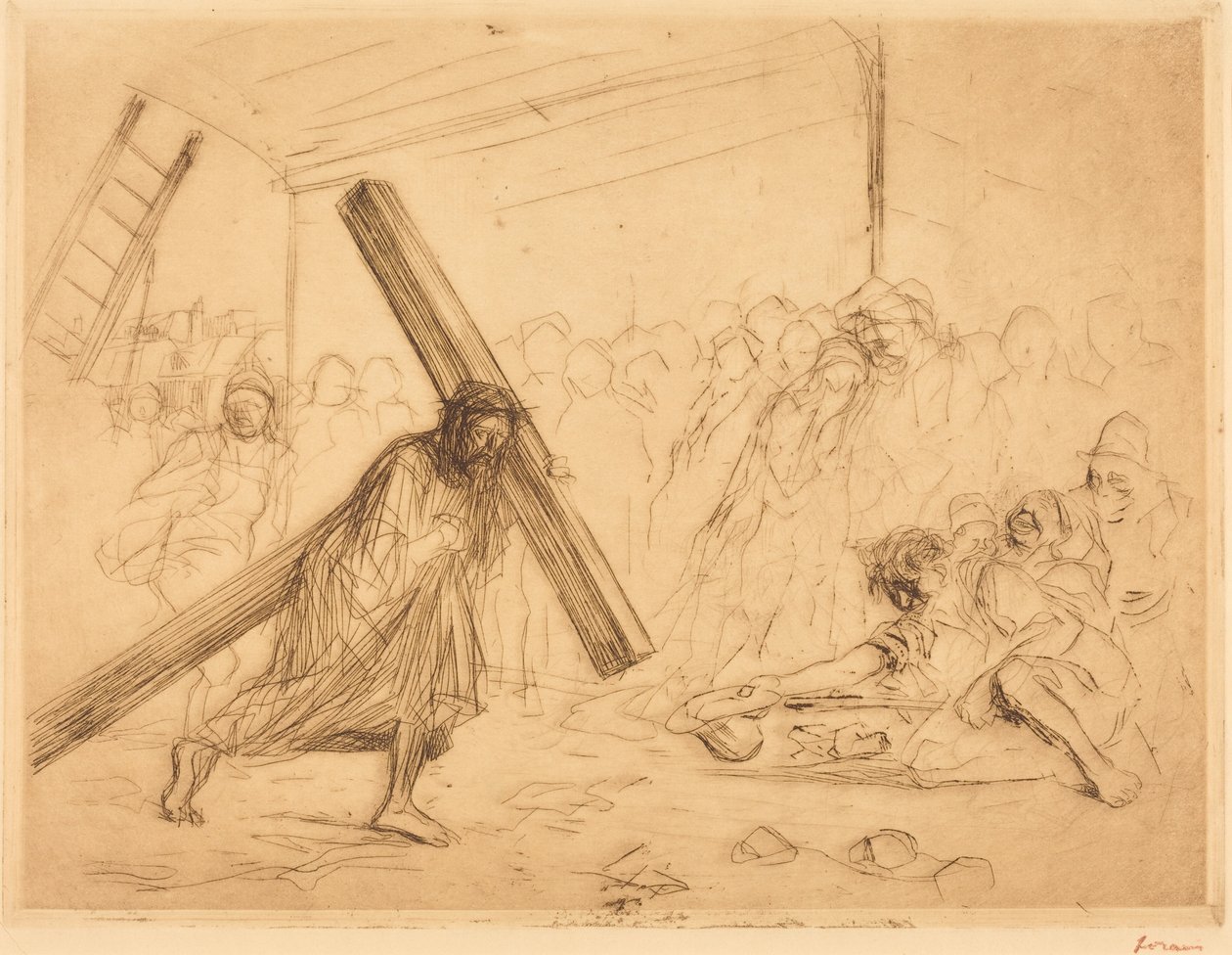 Krisztus viszi keresztjét (negyedik tábla) alkotó: Jean-Louis Forain