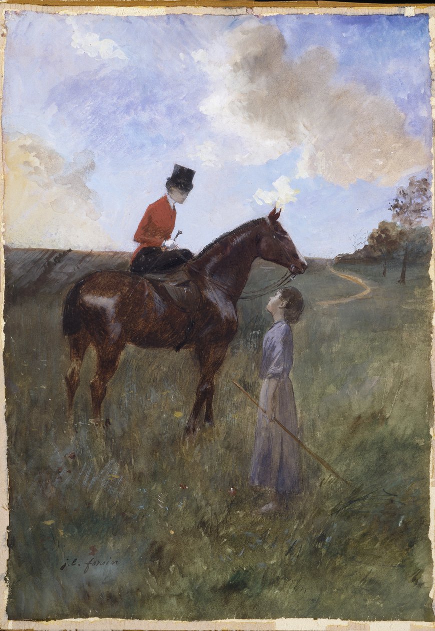 Lovon ülő nő és pásztorlány alkotó: Jean-Louis Forain