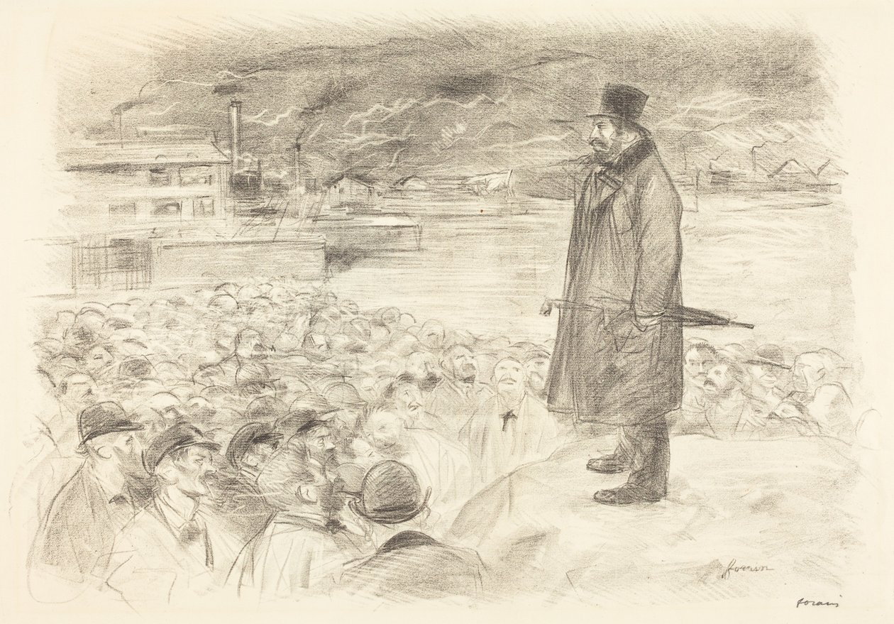 a) Sztrájkjelenet (harmadik tábla) (előlap); b) Cím nélkül (hátlap) alkotó: Jean-Louis Forain