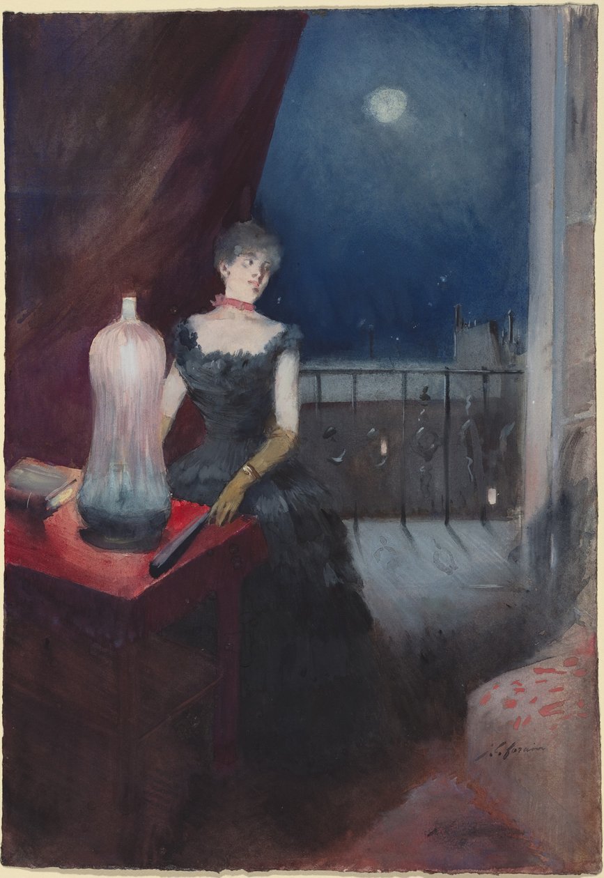 a) Álló nő legyezővel (recto); b) Egy férfi és egy nő tanulmánya (verso) alkotó: Jean-Louis Forain