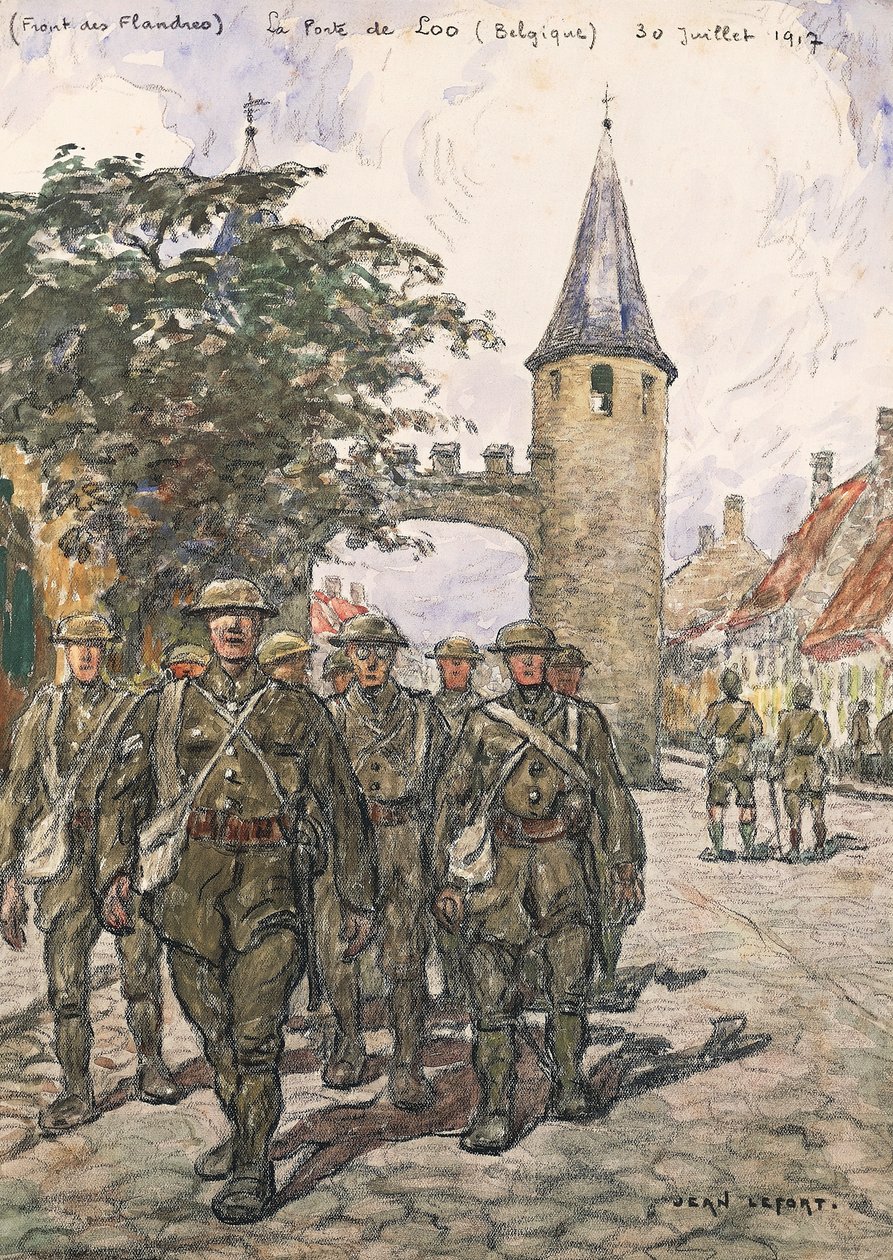 Flandriai front, Loo kapuja (Belgium), 1917. július 30. (akvarell, papír) alkotó: Jean Louis Lefort