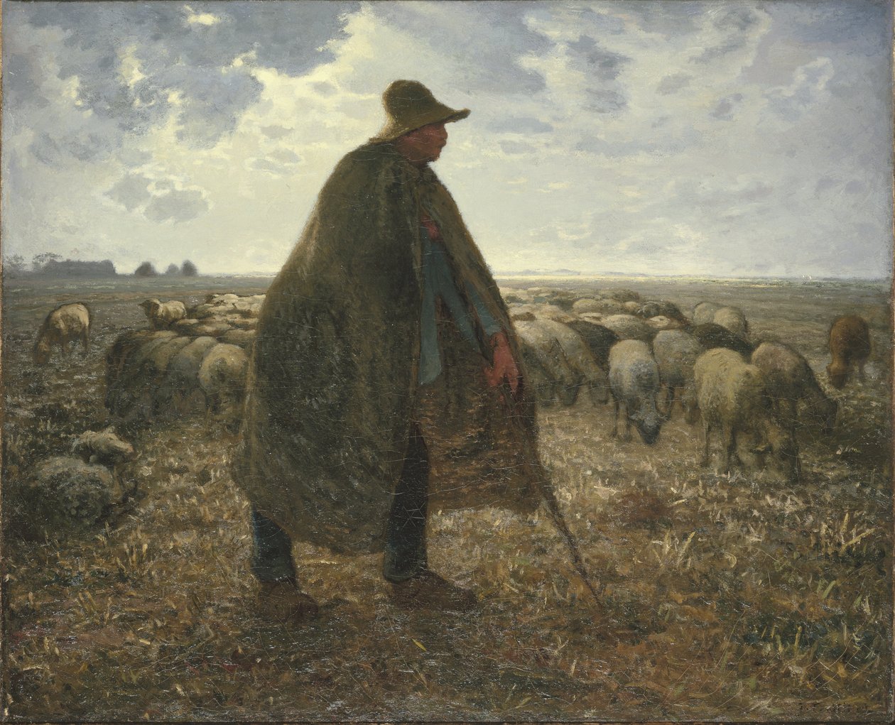 Pásztor gondozza a nyáját alkotó: Jean Francois Millet