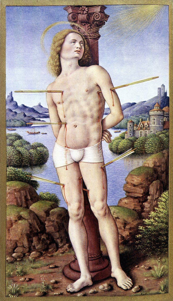 Szent Sebestyén – Jean Bourdichontól, „A bretagne-i Anna órái” alkotó: Jean (after) Bourdichon