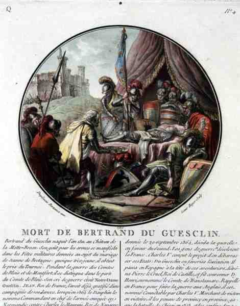 Louis Roger által metszett Bertrand du Guesclin (1311-80) halála alkotó: Jean (after) Duplessis Bertaux