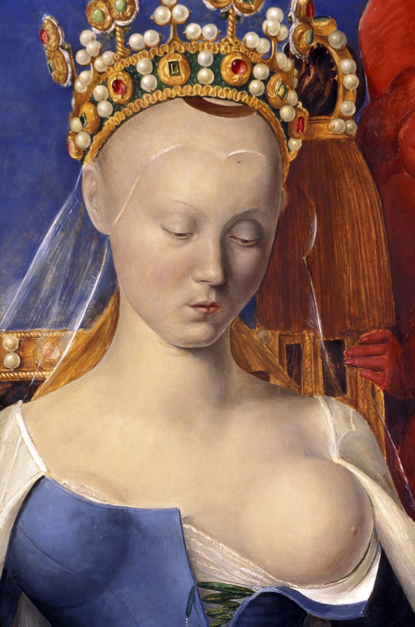 A szoptatós szűz részlete Agnes Sorelként (az antwerpeni szűz után, Jean Fouquet, 1452-1455 körül) alkotó: Jean (after) Fouquet