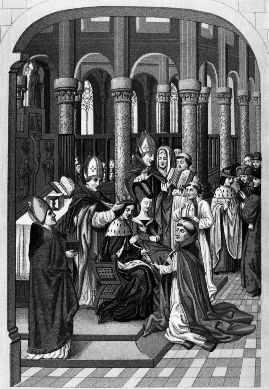 V. Károly francia király koronázása május 19-én alkotó: Jean (after) Froissart