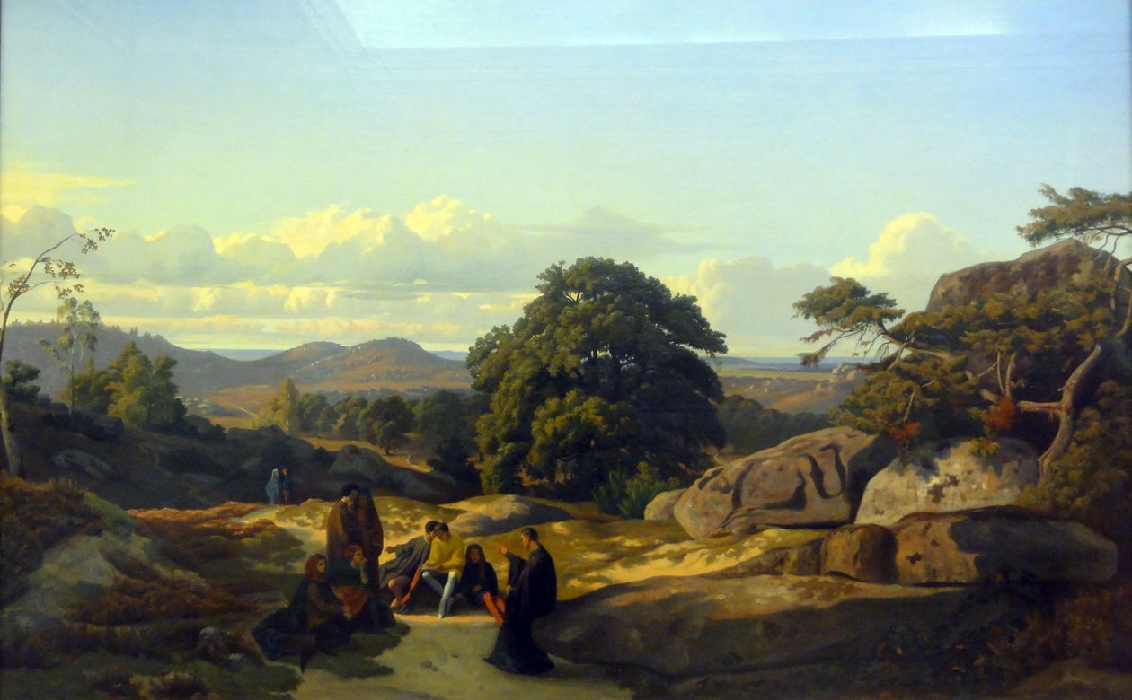 Abaelard beszélget a tanítványaival Melun közelében alkotó: Jean Achille Benouville