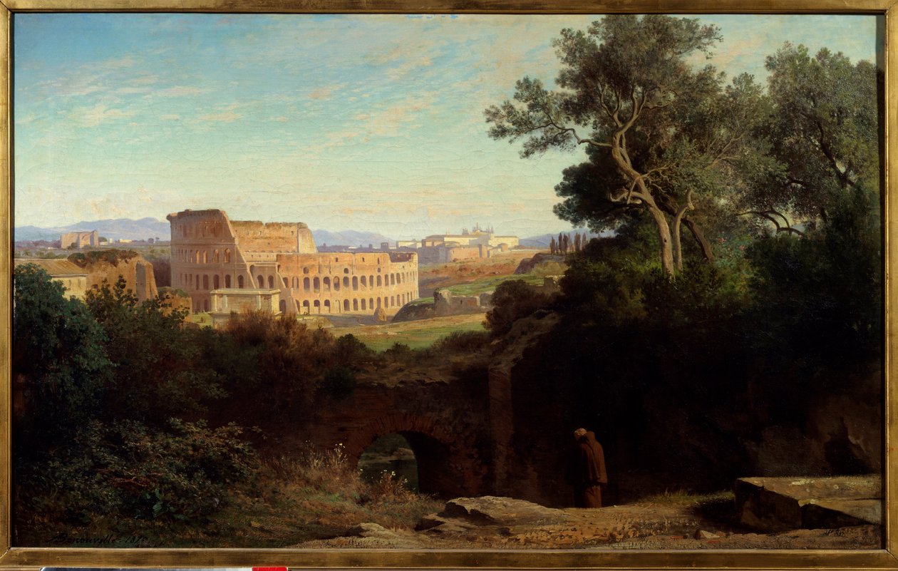 Kilátás a Colosseo-ra (Colosseo) a Palatin-hegytől (Palatino) Rómáig Achille Benouville (1815-1891) festménye 1870 V. 0,78x1,26 m Párizs, Muse d