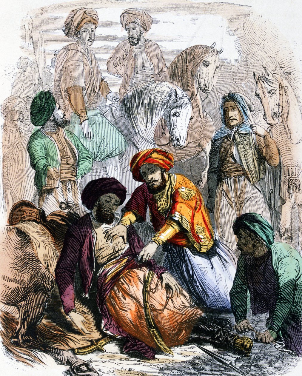 Ibrahim pasa (1789-1848) megáld egy haldokló katonát a vahhábiták elleni hadjárat során. alkotó: Jean Adolphe Beauce