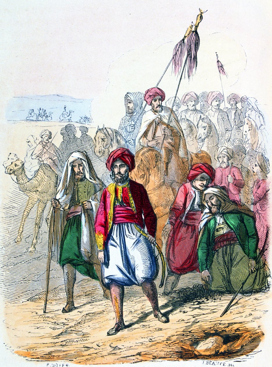 Ibrahim pasa (1789-1848) gyalogosan csapatával a vahhábiták elleni hadjárat során. alkotó: Jean Adolphe Beauce