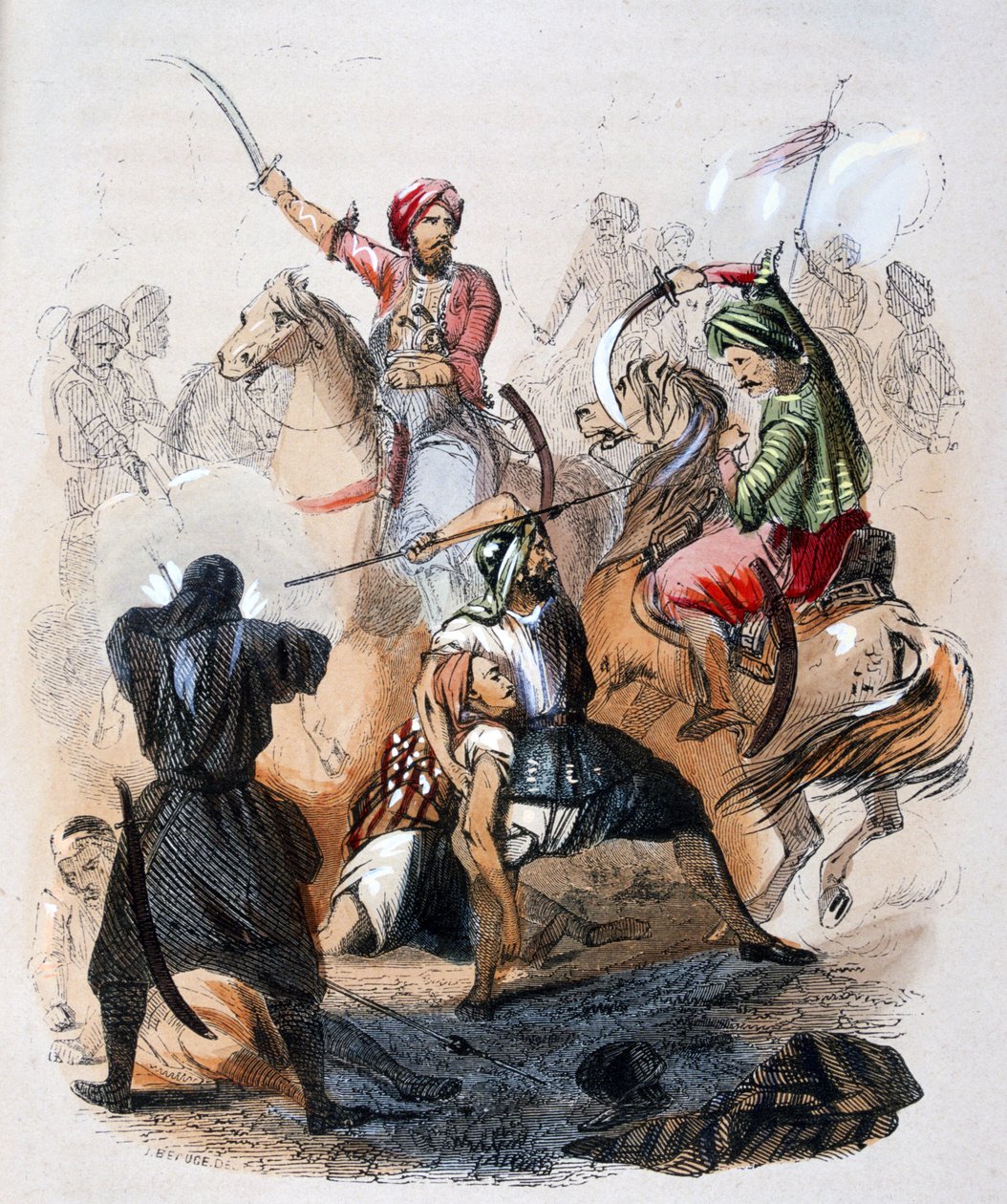 Ibrahim pasa (1789-1848) a csatatéren, a vahhábiták elleni hadjárat során. alkotó: Jean Adolphe Beauce