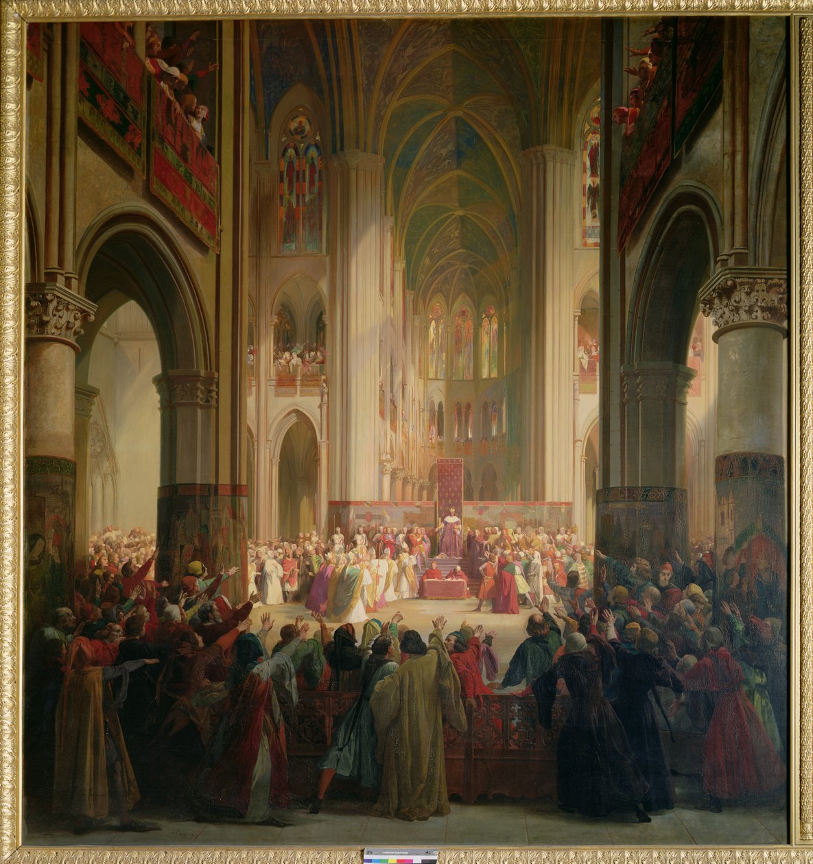 A párizsi birtokok találkozója a Notre-Dame-ben IV. Károly halála után (1295-1328) alkotó: Jean Alaux