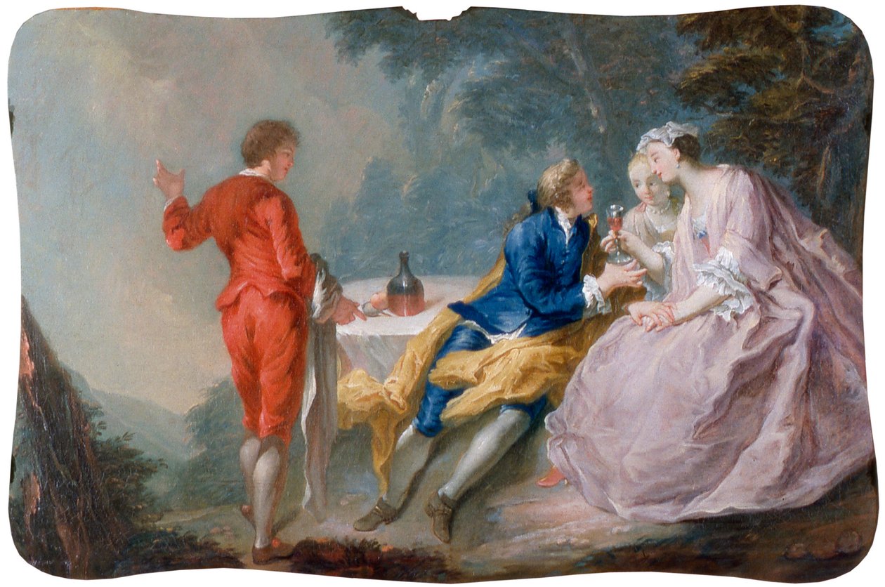 Fete galante: Beszélgetés, 1730 körül (olaj, vászon) alkotó: Jean Antoine (after) Watteau