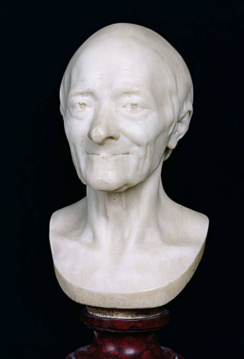Voltaire (1694-1778) mellszobra paróka nélkül, 1778 (márvány) alkotó: Jean Antoine Houdon