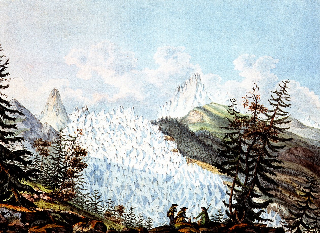 A Jeges-tenger lavinájának látképe, 1800 körül (metszet ) alkotó: Jean Antoine Linck