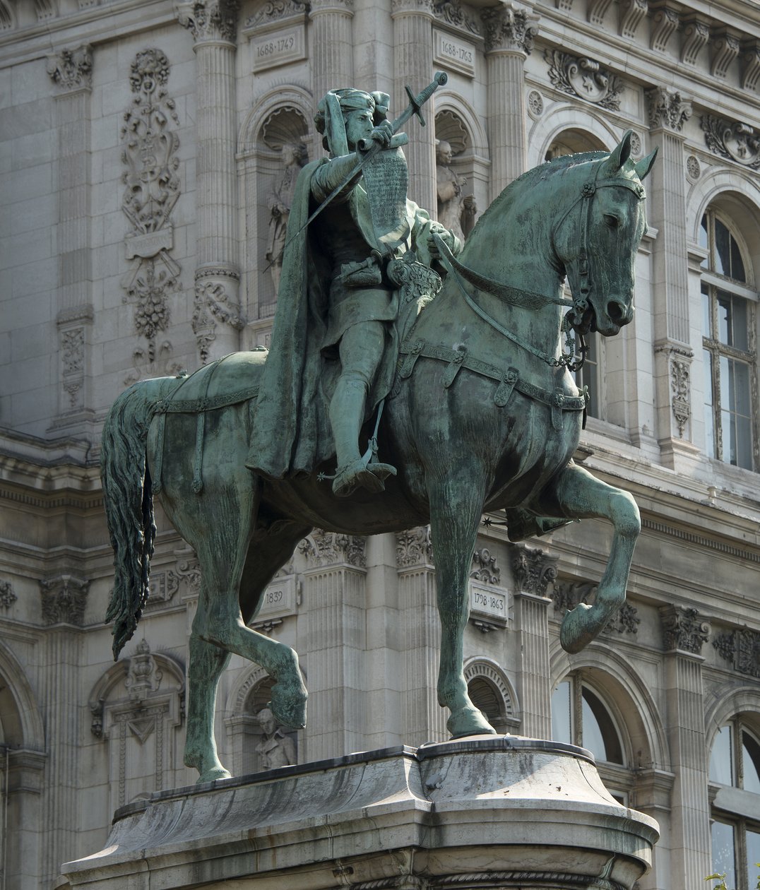 Etienne Marcel párizsi kereskedők prevotjának lovas szobra alkotó: Jean Antoine Marie Idrac