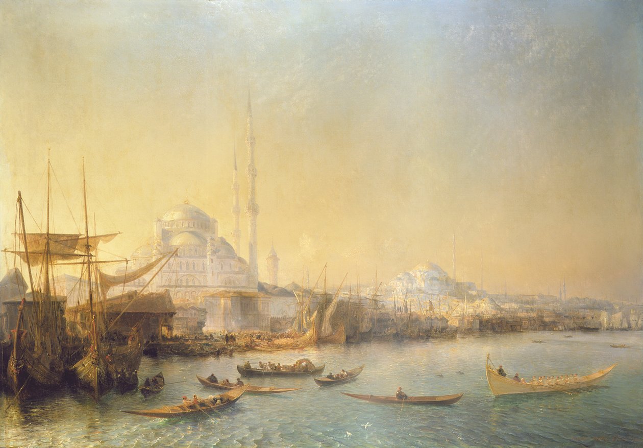 Nagyszerű kilátás Konstantinápolyra és az Aranyszarvra, 1840 alkotó: Jean Antoine Theodore Gudin