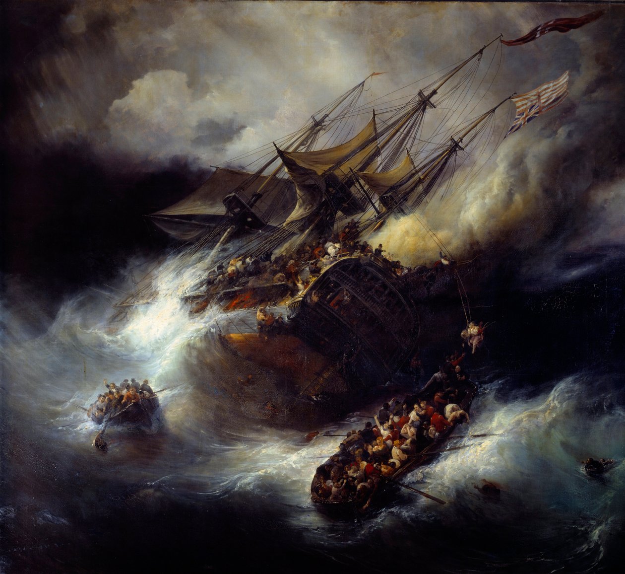 Kent tüze Egy csónak elsüllyedése (1800). Theodore Gudin (1802-1880) festménye alkotó: Jean Antoine Theodore Gudin