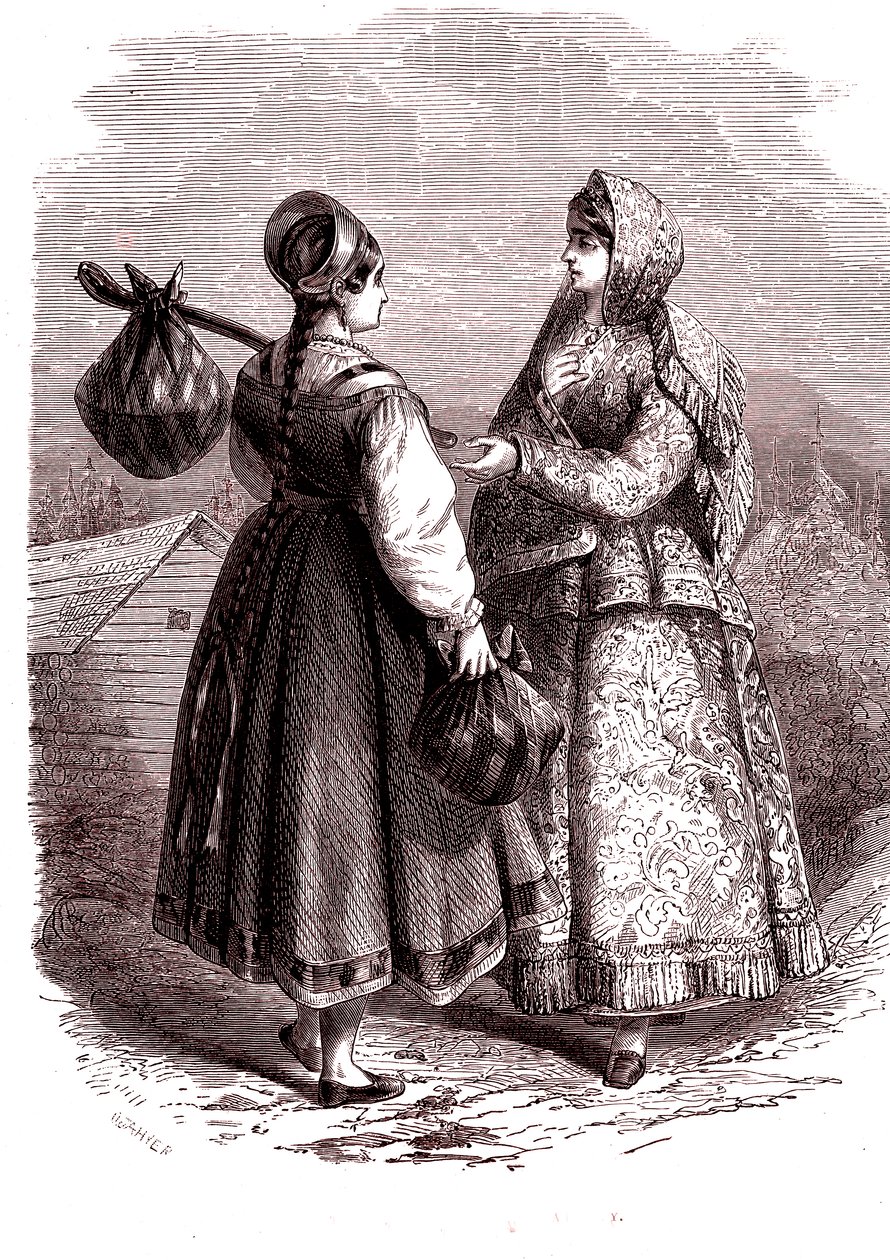 Oroszország. Asszonyok, Valdaiy. 1865 (metszet) alkotó: Jean Antoine Valentin Foulquier