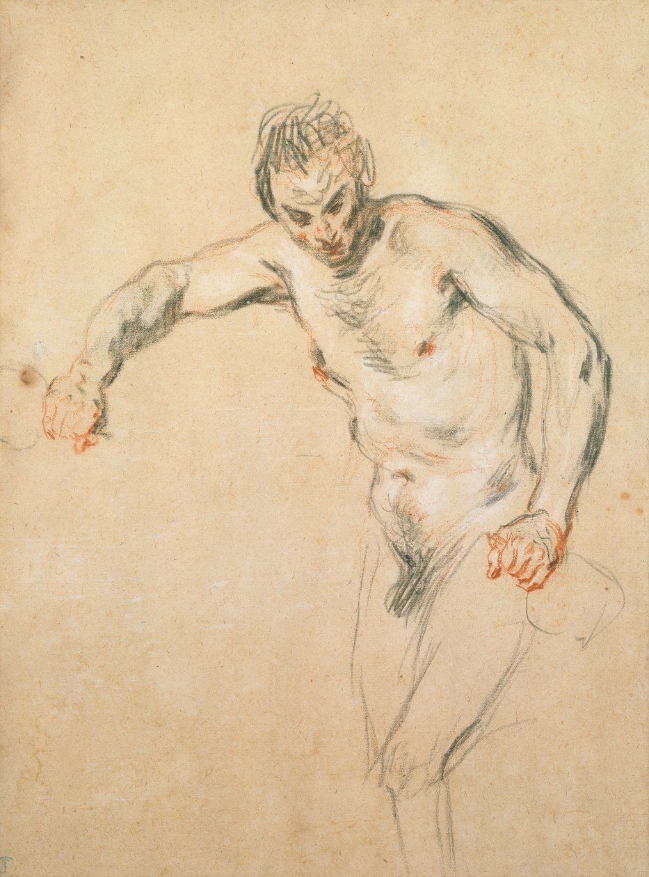 Egy szatír bort öntve, 1716 körül (kréta papíron) alkotó: Jean Antoine Watteau