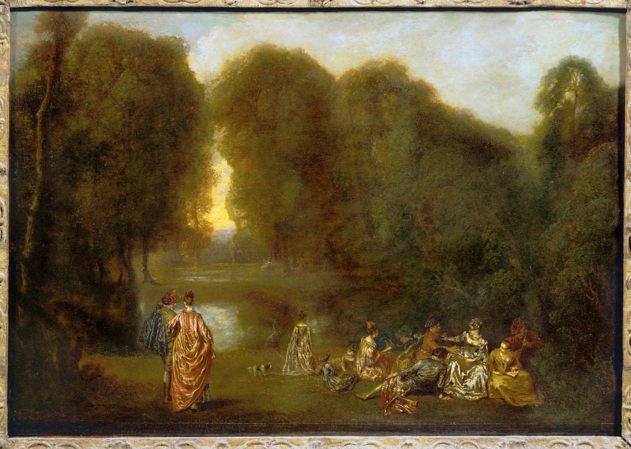 Összeszerelve egy parkban ... alkotó: Jean Antoine Watteau
